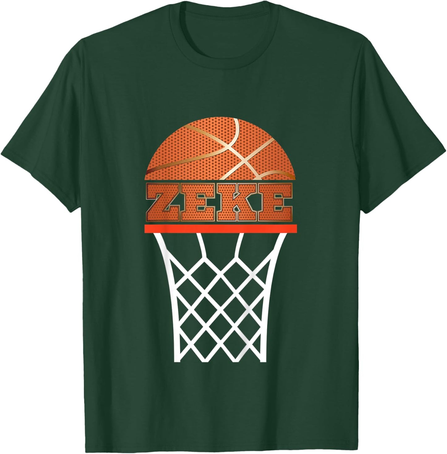 Kids Basketball Zeke Custom Name Gift, Youth T-Shirt - T-Shirt | Forest