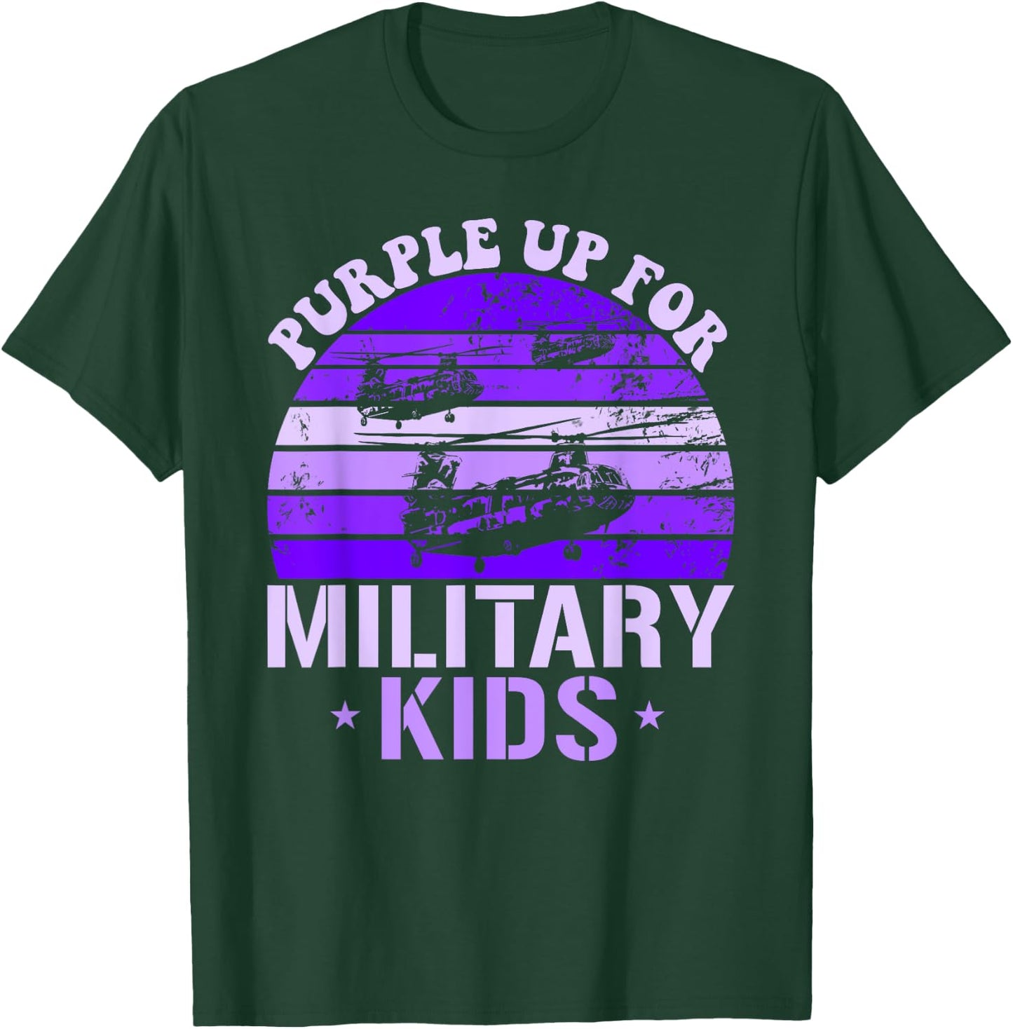 Purple Up For Military Kids CH46 Chinook Kids Purple Up T-Shirt - T-Shirt | Forest