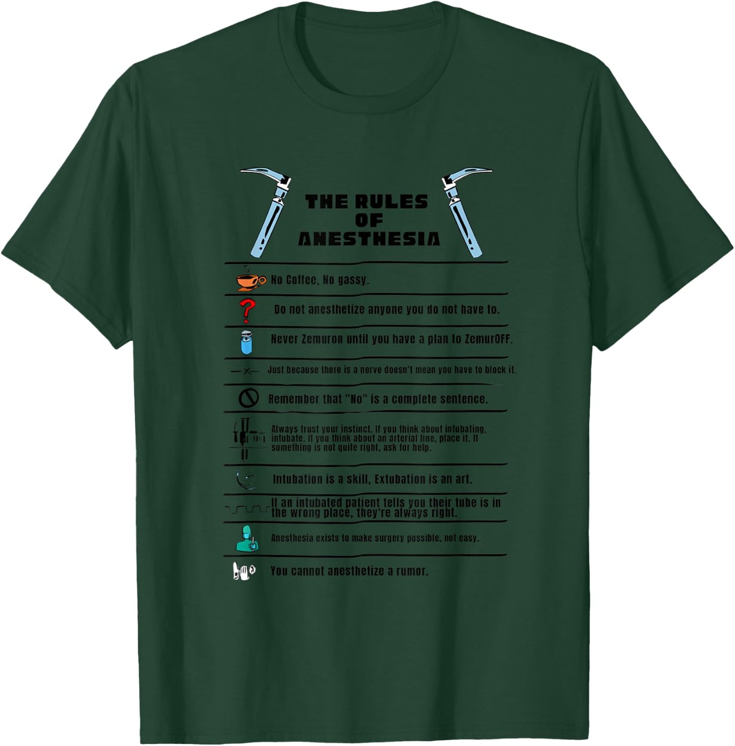 The Rules of Anesthesia T-Shirt - T-Shirt | Forest