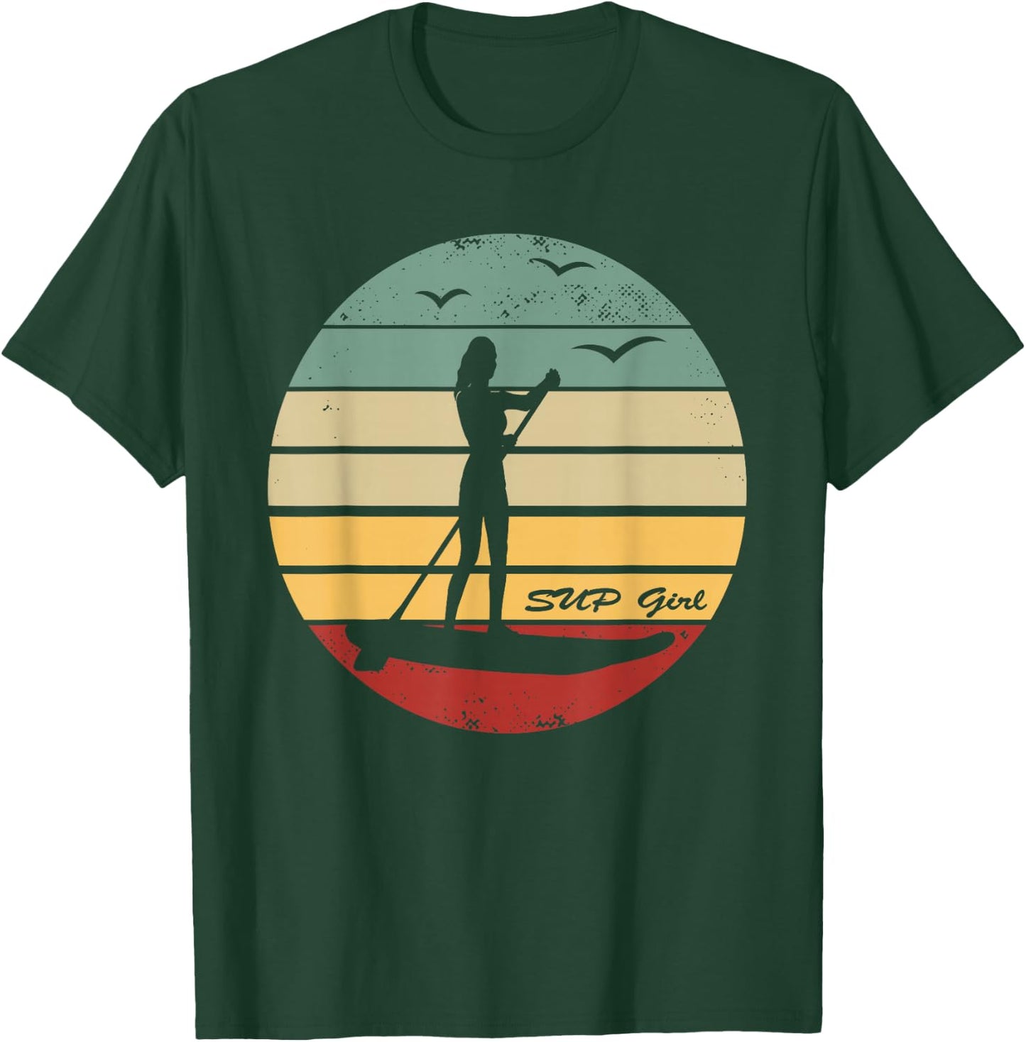SUP Girl - Retro Stand Up Paddle Board - Water Sports Women T-Shirt - T-Shirt | Forest