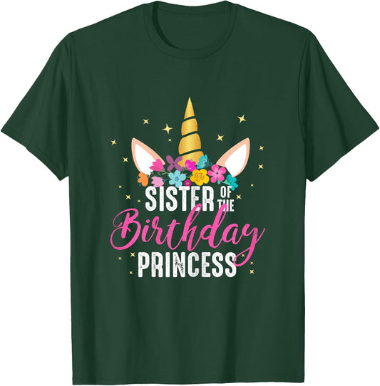 Sister Of The Birthday Princess Gifts Unicorn Birthday T-Shirt - T-Shirt | Forest