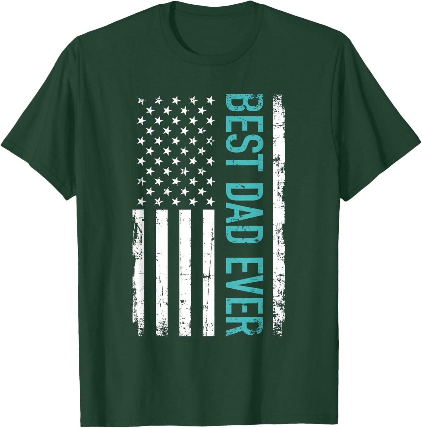 Father's day Best dad ever with US american flag Short Sleeve T-Shirt - T-Shirt | Forest