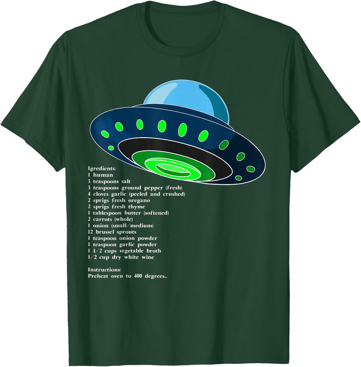 UAP or UFO - How To Serve Man - The New Martian Cookbook T-Shirt - T-Shirt | Forest