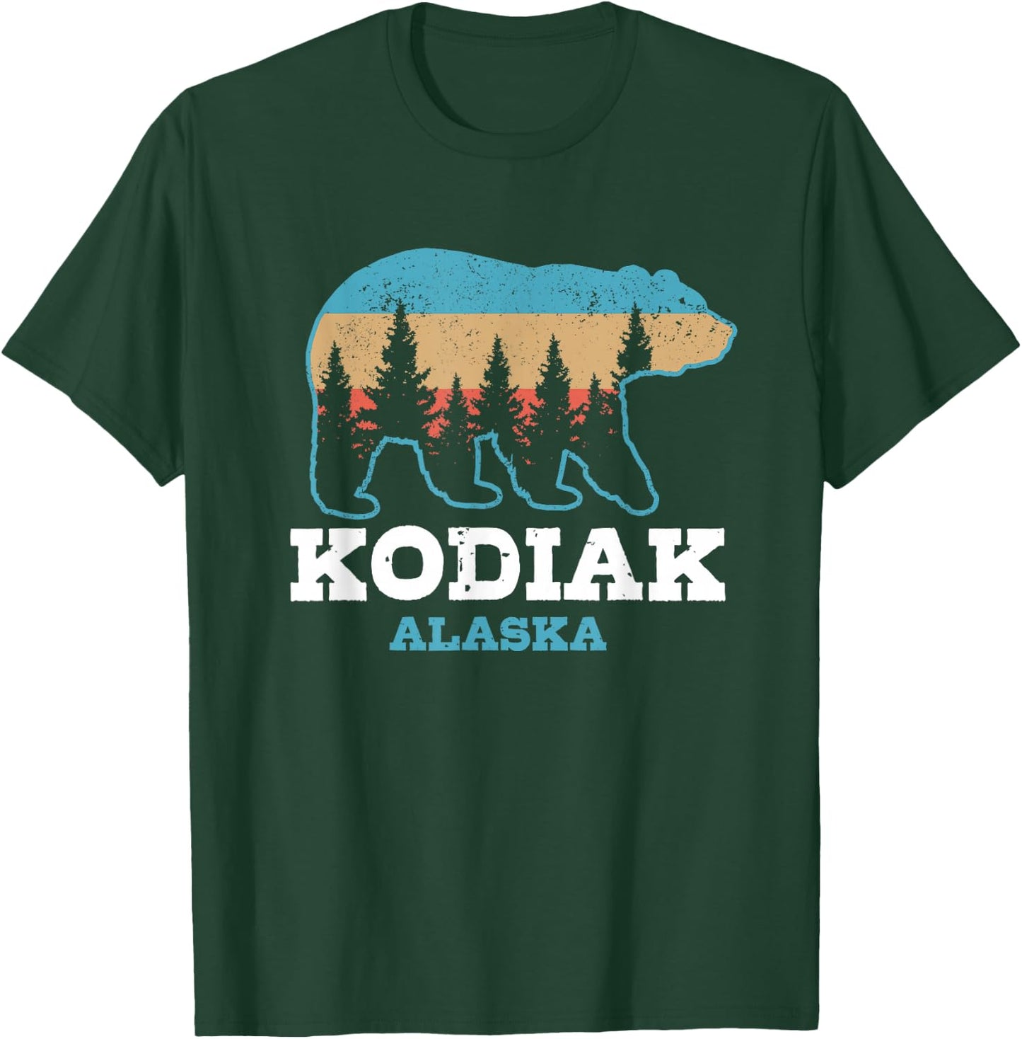 Kodiak Alaska Vintage Grizzly Bear Nature Souvenir Gift T-Shirt - T-Shirt | Forest