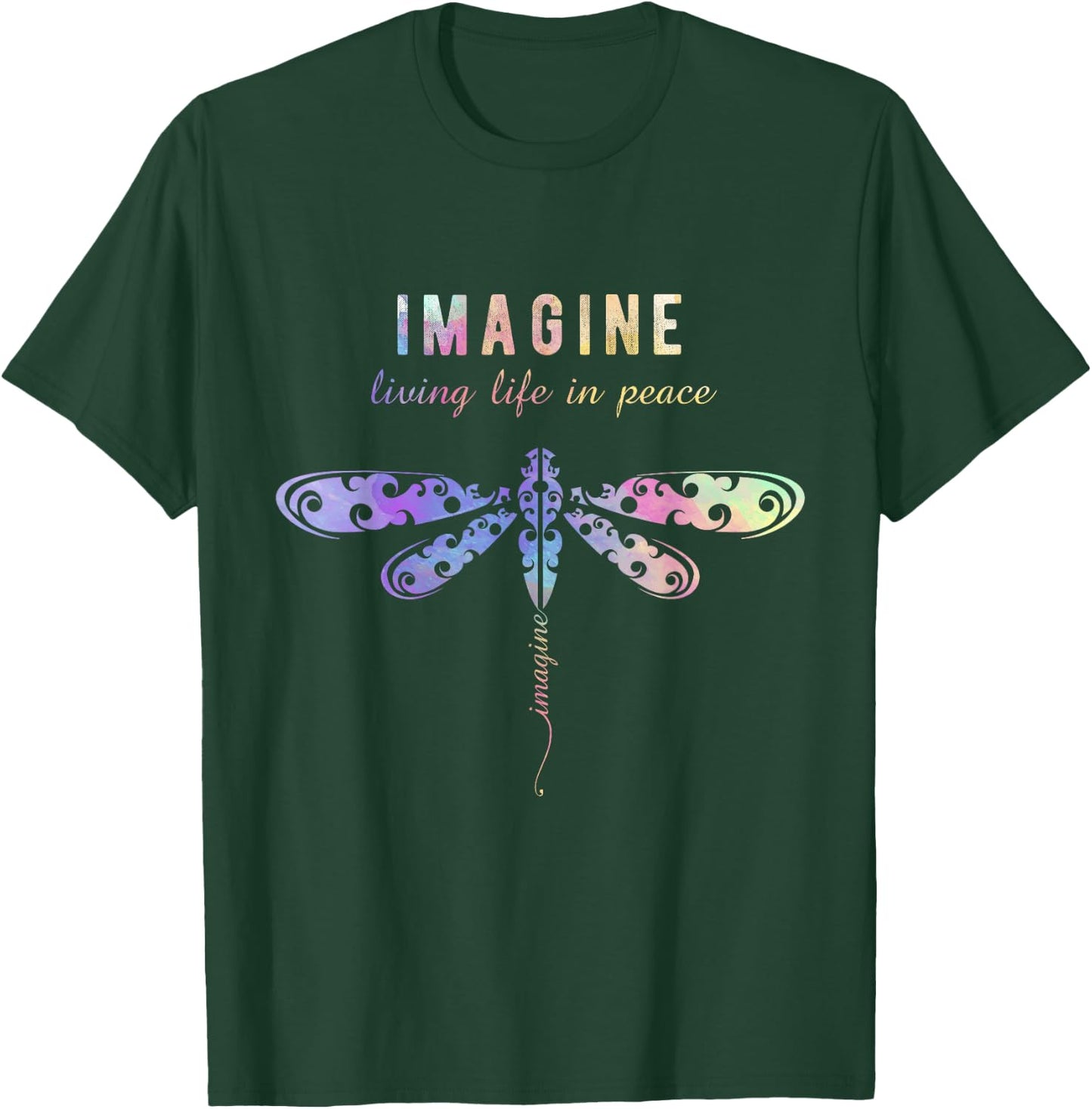Imagine Boho Dragonfly , 60s 70s Retro Groovy Hippy Vibes T-Shirt - T-Shirt | Forest