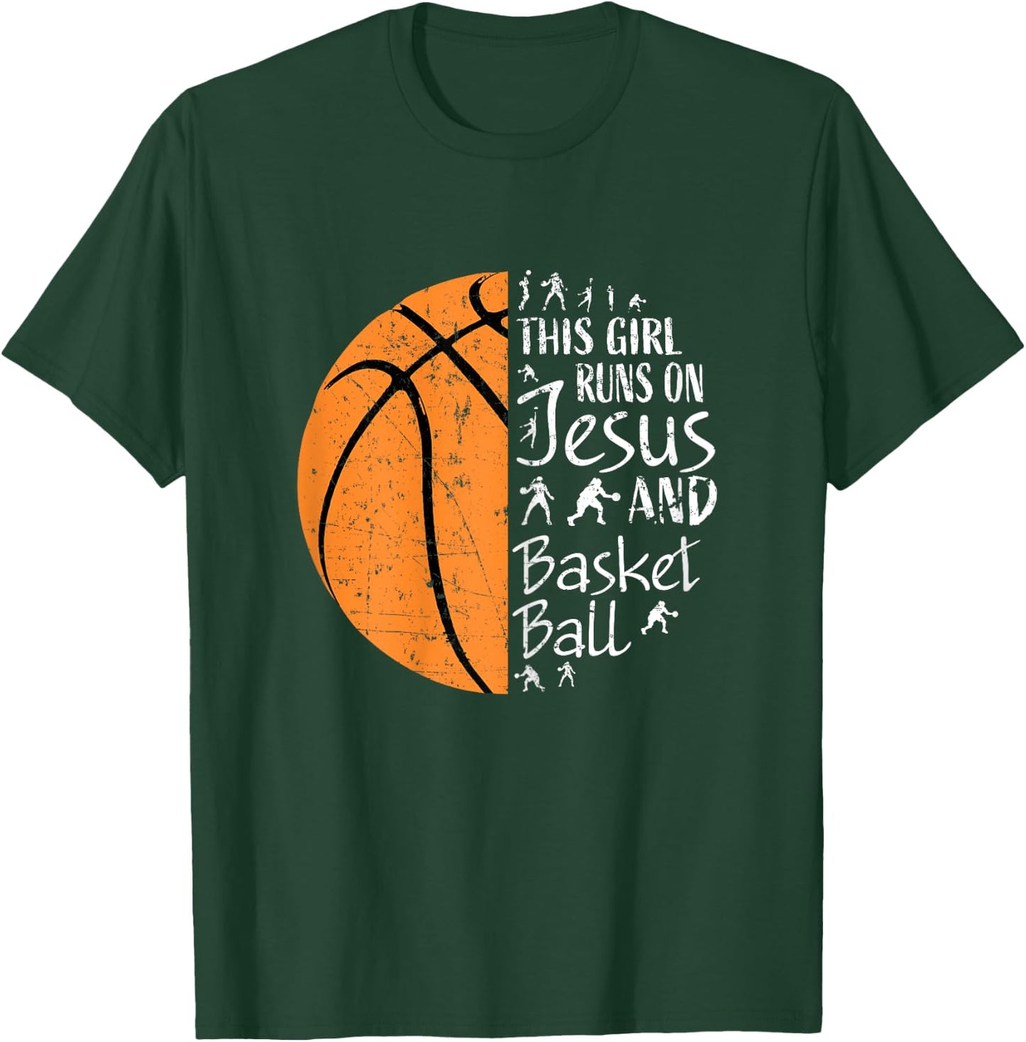 This Girl Runs On Jesus And Basketball Christian Gift T-Shirt - T-Shirt | Forest