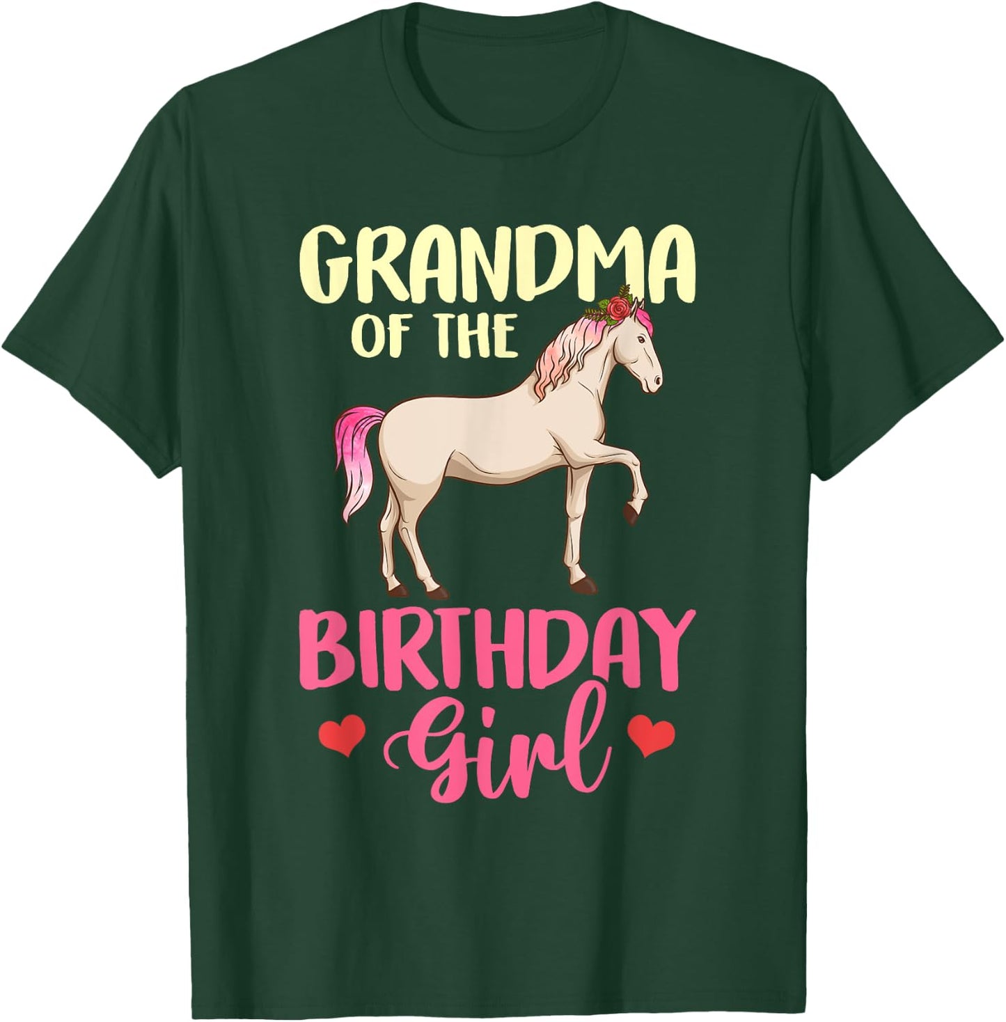 Grandma of the Birthday Girl Horse Equestrian Party Family T-Shirt - T-Shirt | Forest