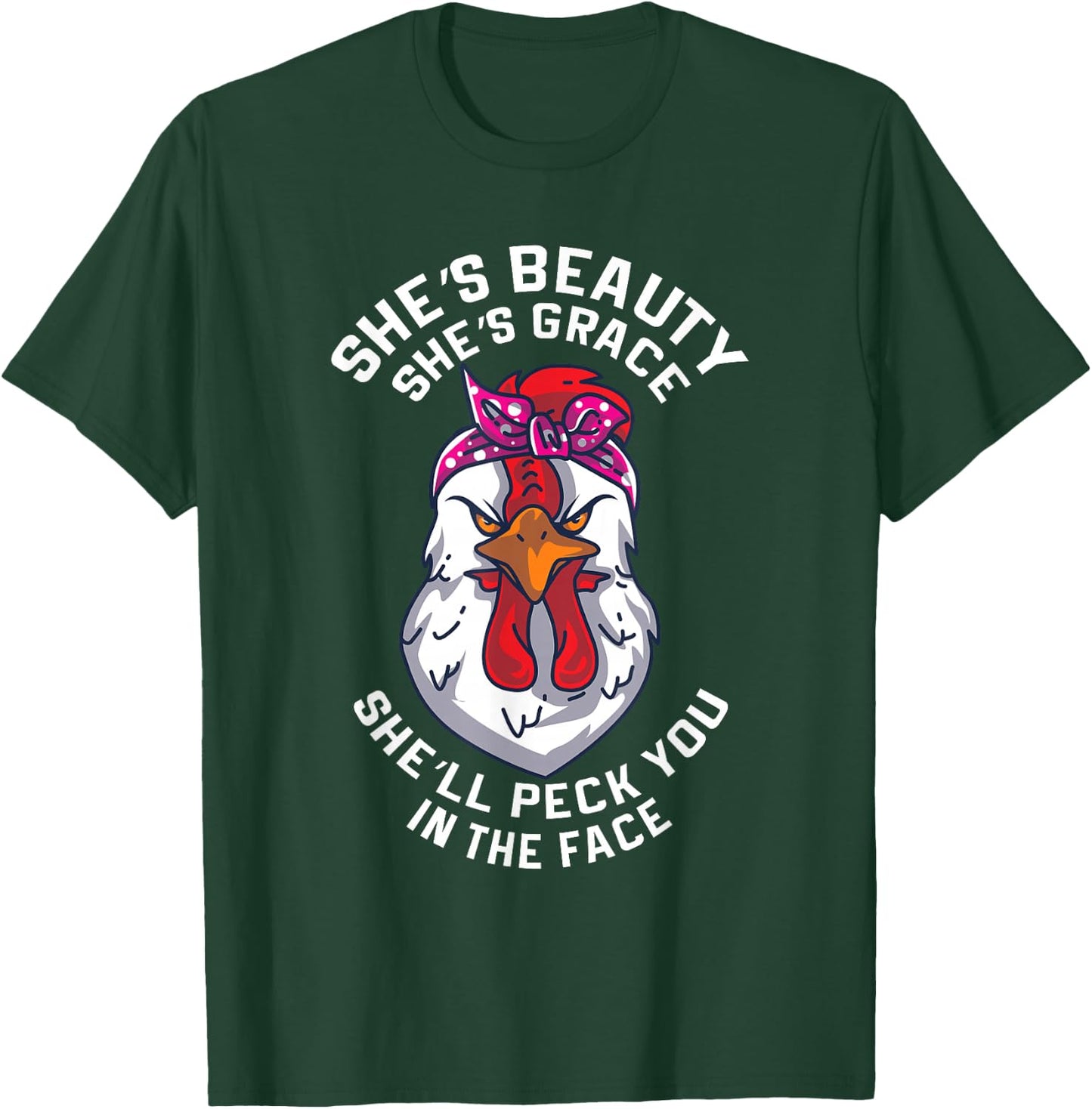 Angry Chicken Peck You In The Face Hen Animal Gift T-Shirt - T-Shirt | Forest