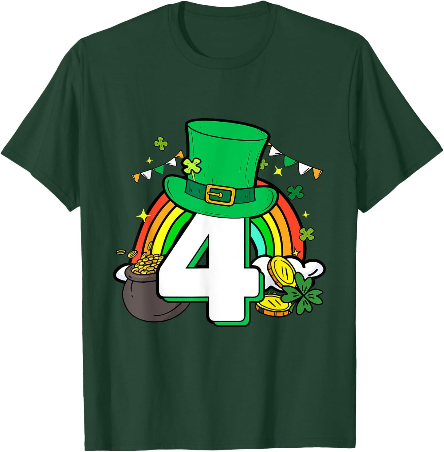 4th Birthday St Patrick's Day 4 Years Old Boys Girls Kid T-Shirt - T-Shirt | Forest