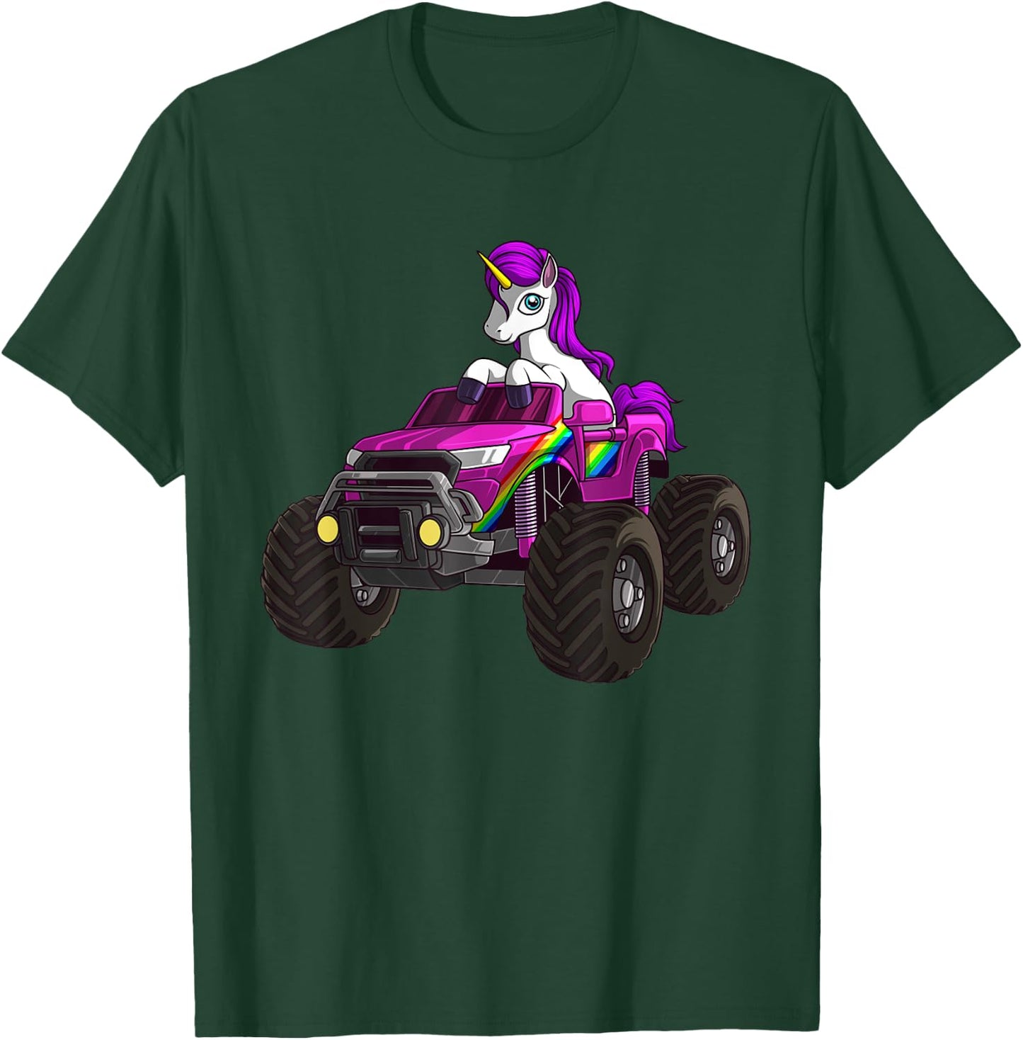 Funny Unicorn Monster Truck Gift Girls Cool Pink Party T-Shirt - T-Shirt | Forest
