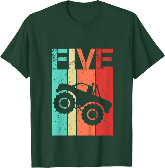 5 Year Old Monster Truck Birthday 5th Birthday Boy Girl T-Shirt - T-Shirt | Forest
