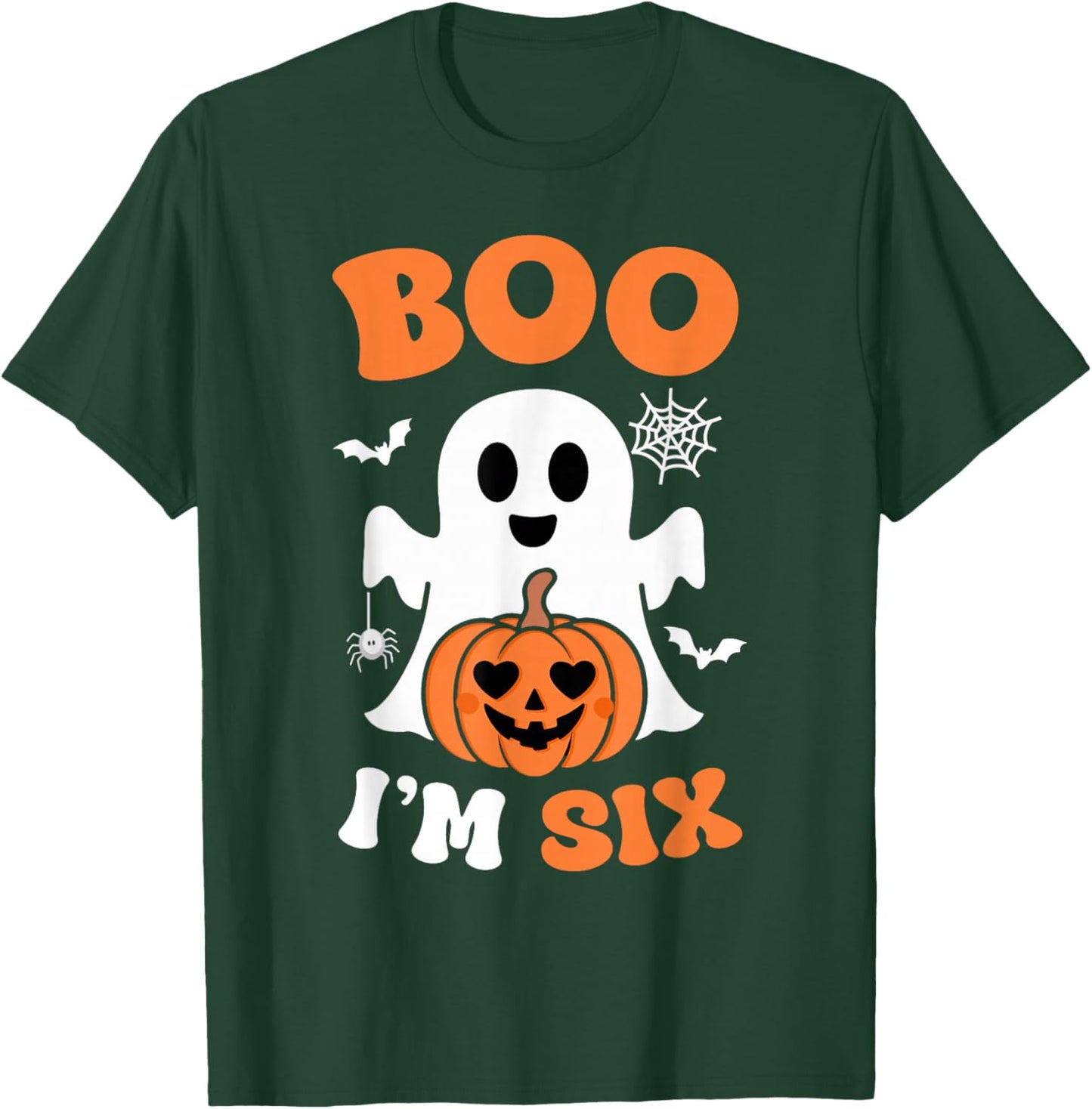 Ghost Boo I'm Six Year 6th Birthday Boys Halloween Groovy T-Shirt - T-Shirt | Forest