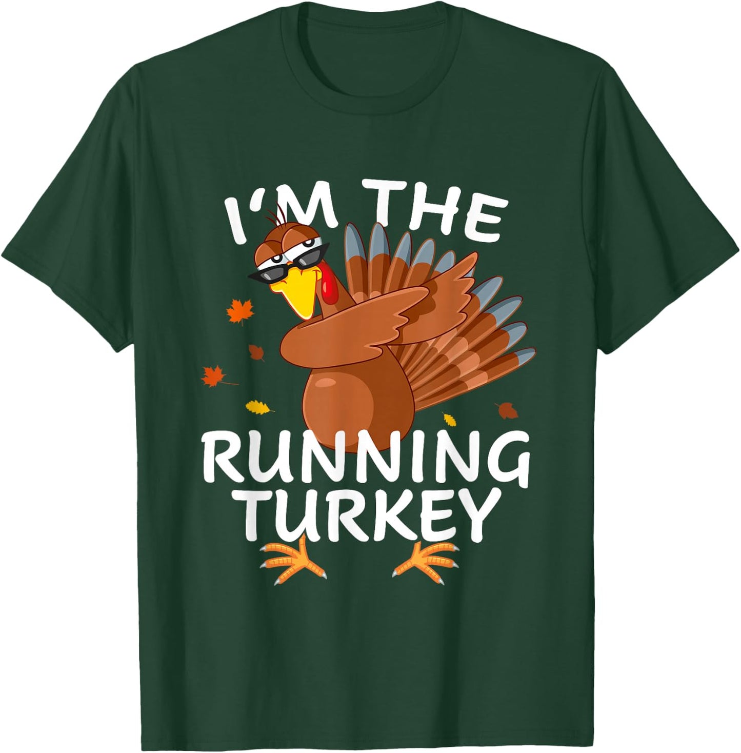 Running Turkey Matching Outfit Thanksgiving Pajamas Family T-Shirt - T-Shirt | Forest
