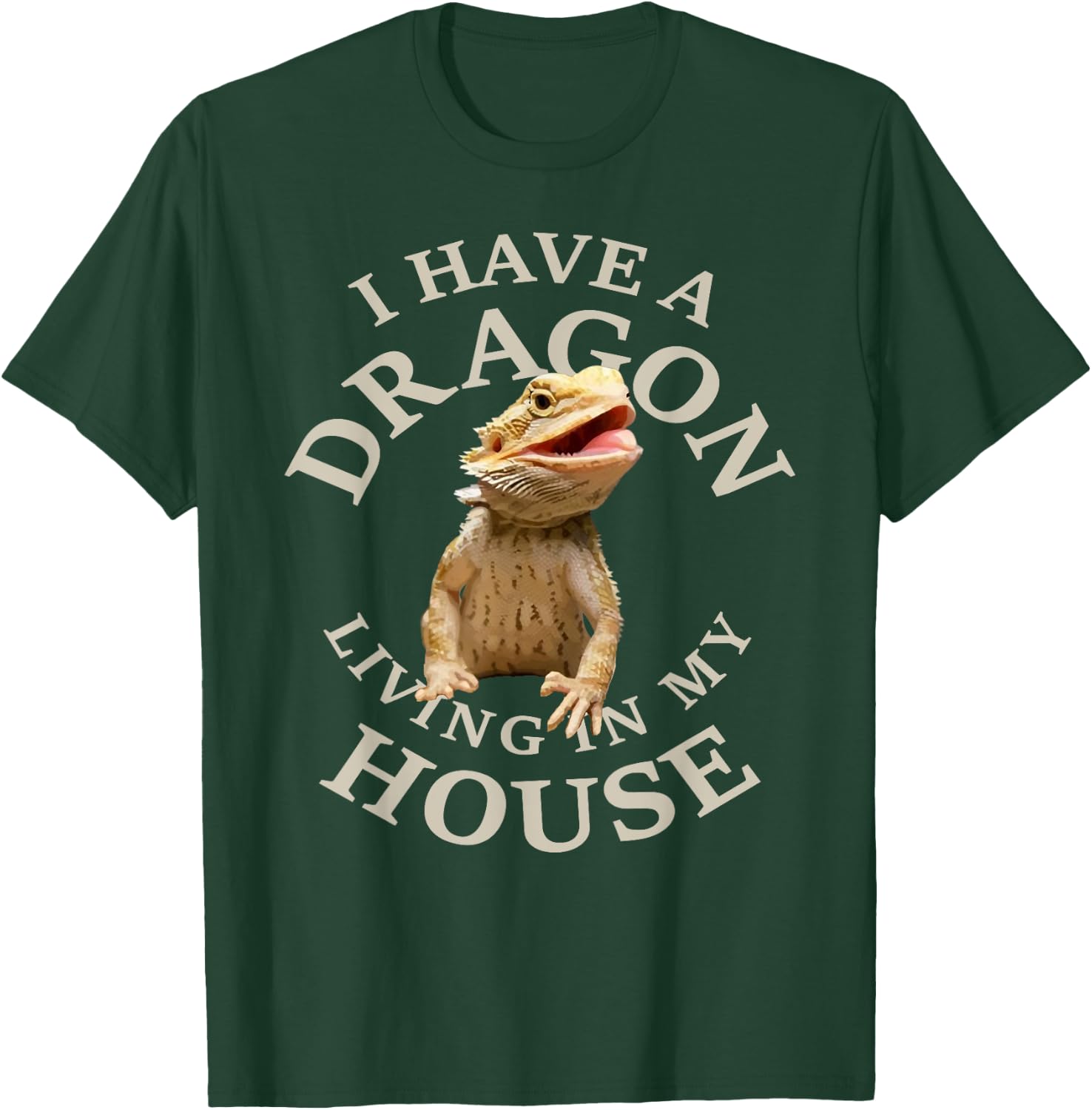 Bearded Dragon Print Reptiles Pogona Barbata Lizard Design T-Shirt - T-Shirt | Forest