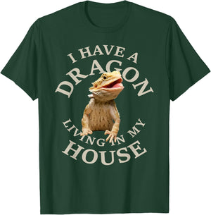 Bearded Dragon Print Reptiles Pogona Barbata Lizard Design T-Shirt - T-Shirt | Forest