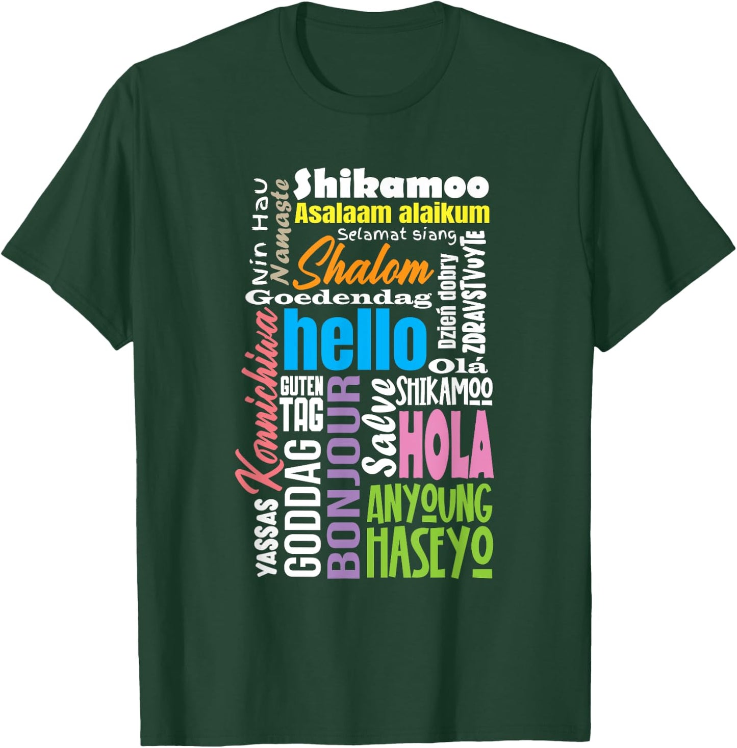 Multilingual Teacher Hello Different Languages Polyglot Women T-Shirt - T-Shirt | Forest