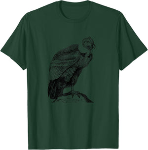 The New Antique California Condor Bird Print , -Adult, Grey, Small, Short Sleeve, Classic Fit T-Shirt - T-Shirt | Forest