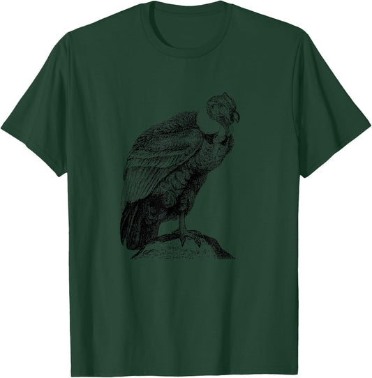 The New Antique California Condor Bird Print , -Adult, Grey, Small, Short Sleeve, Classic Fit T-Shirt - T-Shirt | Forest