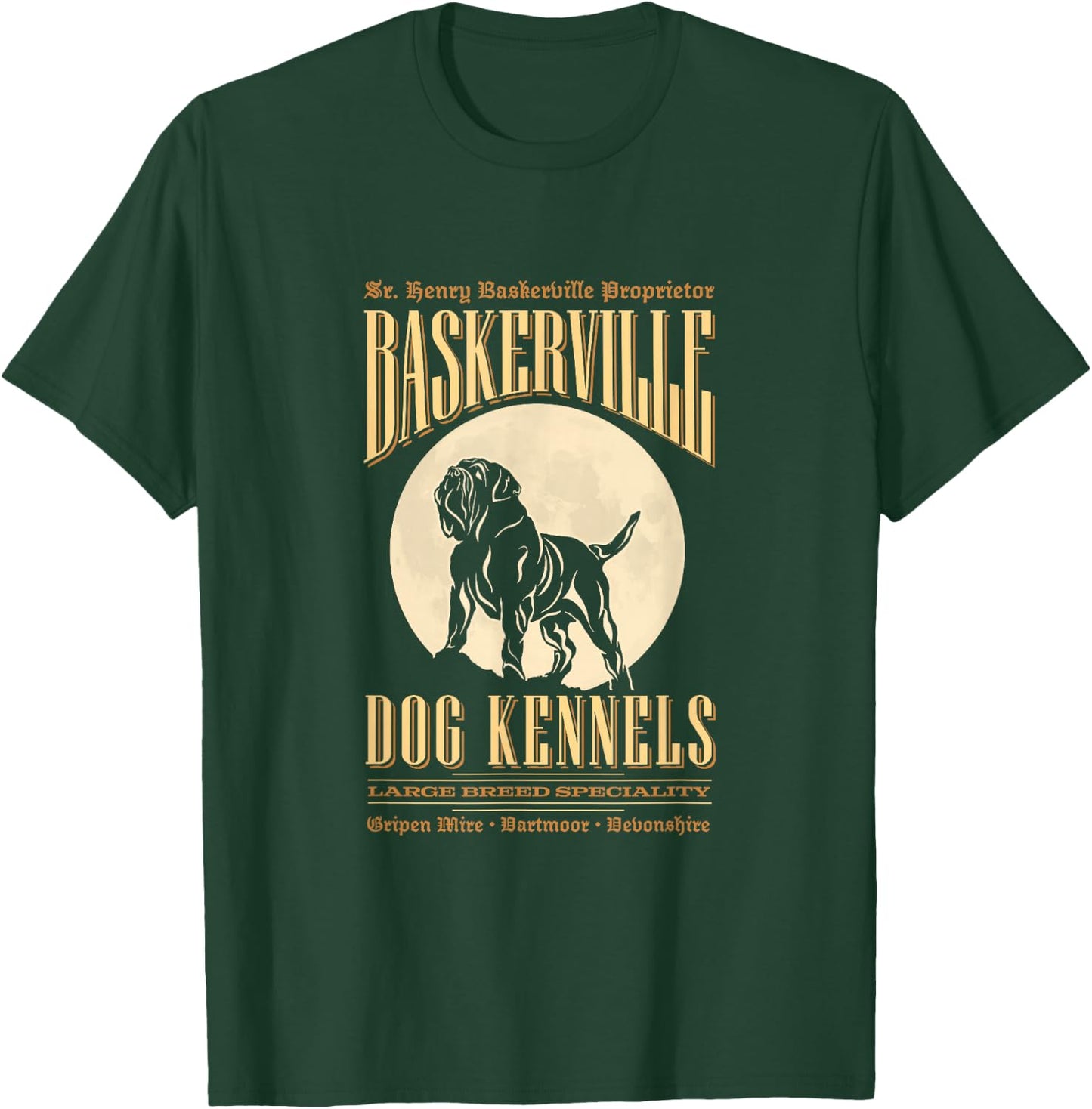Baskerville Kennels - Sherlock Holmes Design T-Shirt - T-Shirt | Forest