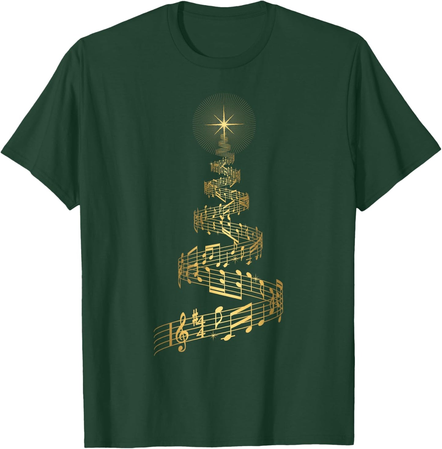 Christmas Tree Music Notes T Shirt Musical Xmas Tree Gift T-Shirt - T-Shirt | Forest