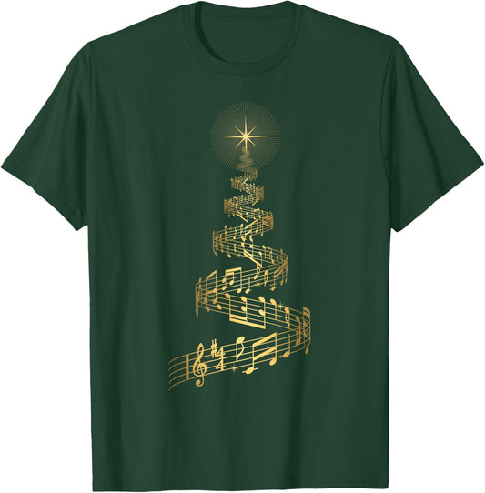 Christmas Tree Music Notes T Shirt Musical Xmas Tree Gift T-Shirt - T-Shirt | Forest