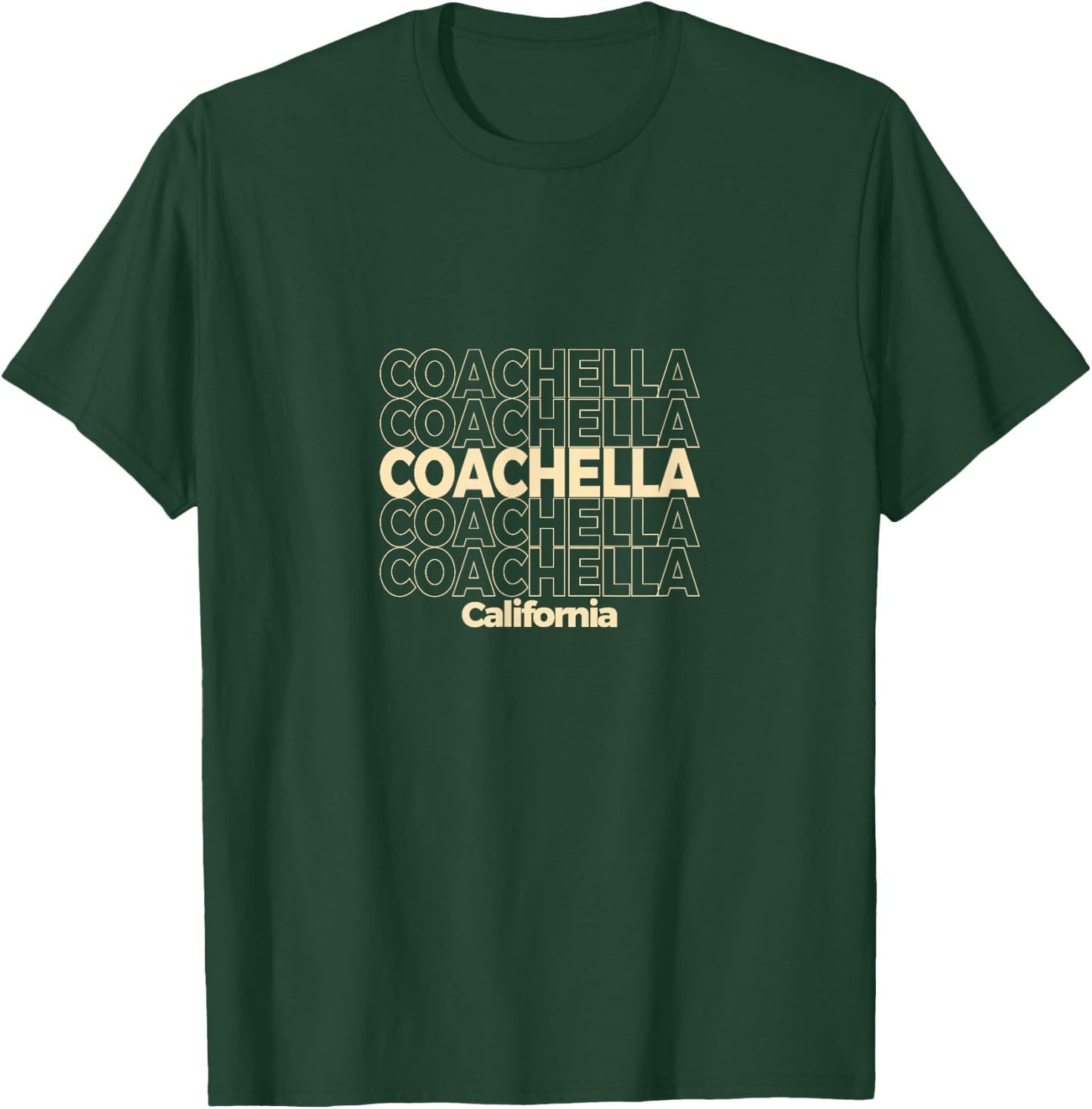 Vintage Coachella, California Repeating Text , Small, Black T-Shirt - T-Shirt | Forest