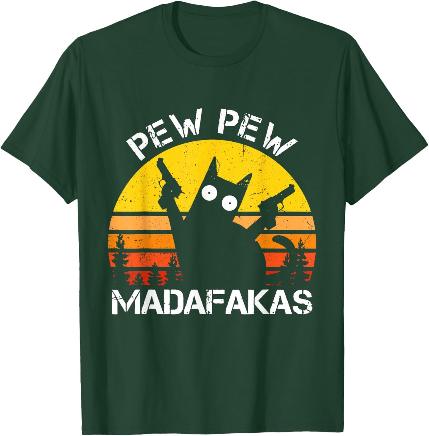 CAT - Pew Pew Madafakas Crazy Summer Cat with Gun Women T-Shirt - T-Shirt | Forest