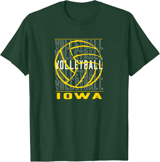 Volleyball Iowa Merch Black Volleyball Iowa Graphic T-Shirt - T-Shirt | Forest