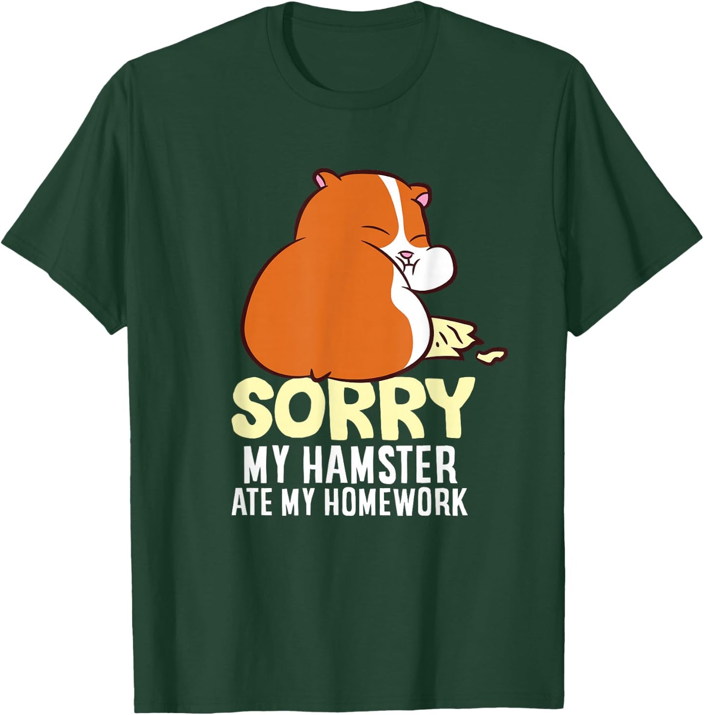 Cute Hamster Kids School My Hamster Ate My Homework T-Shirt - T-Shirt | Forest