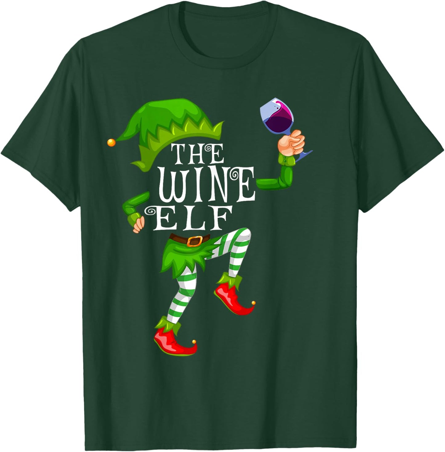 The Wine Elf Wine Drinking Matching Family Christmas Pajama T-Shirt - T-Shirt | Forest