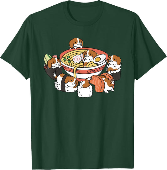 Ramen Sushi Cavalier King Charles Spaniel Dog T-Shirt - T-Shirt | Forest