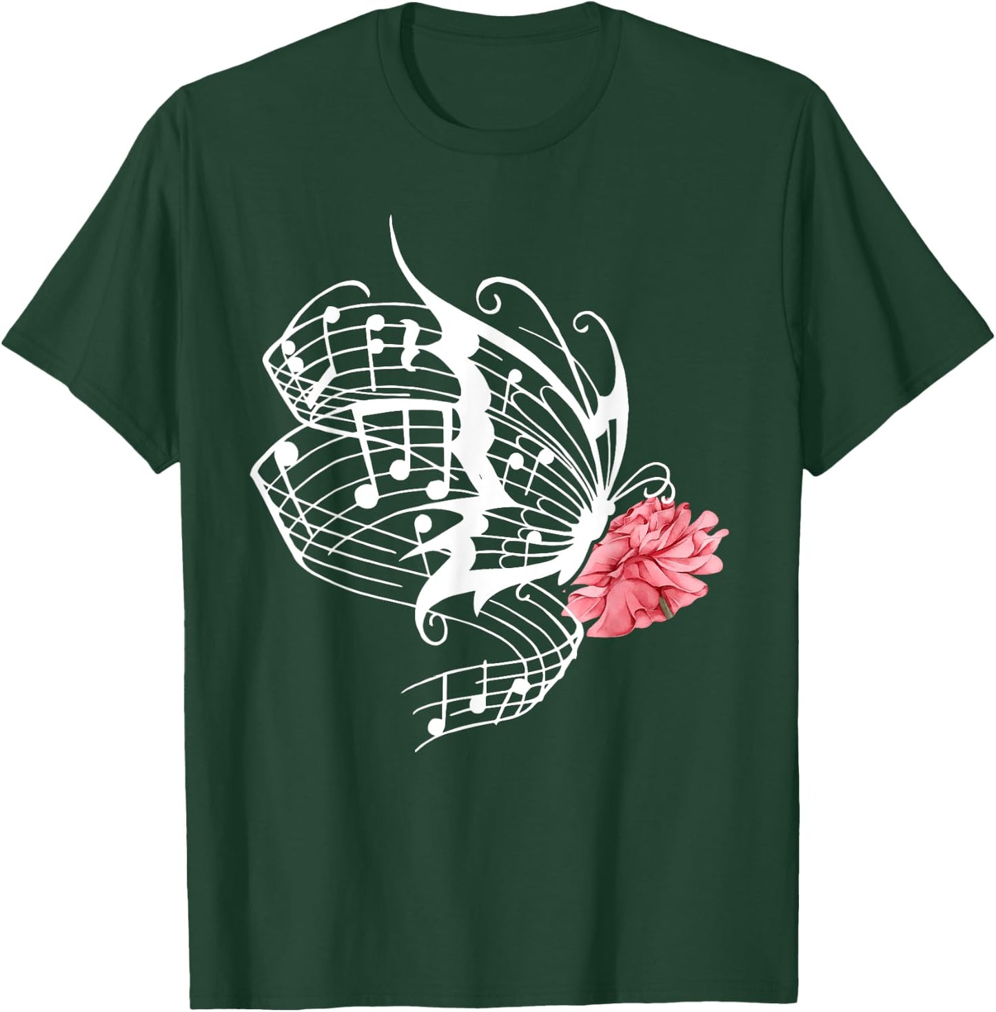Music Butterfly Music Note Music Teacher Lover Women Girls Kids T-Shirt - T-Shirt | Forest
