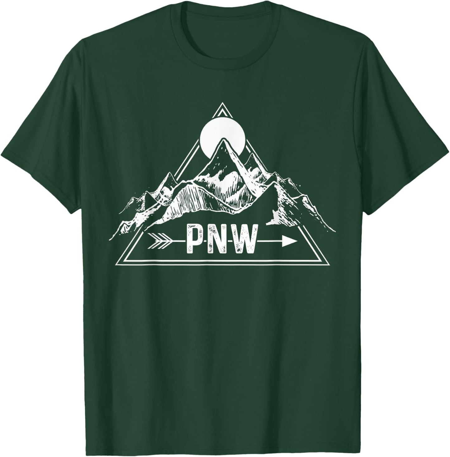 PNW - Pacific Northwest Outdoor Apparel Co. Black Adults , Small, Short Sleeve, , Modern Mountain Letter Print Embroidery T-Shirt - T-Shirt | Forest