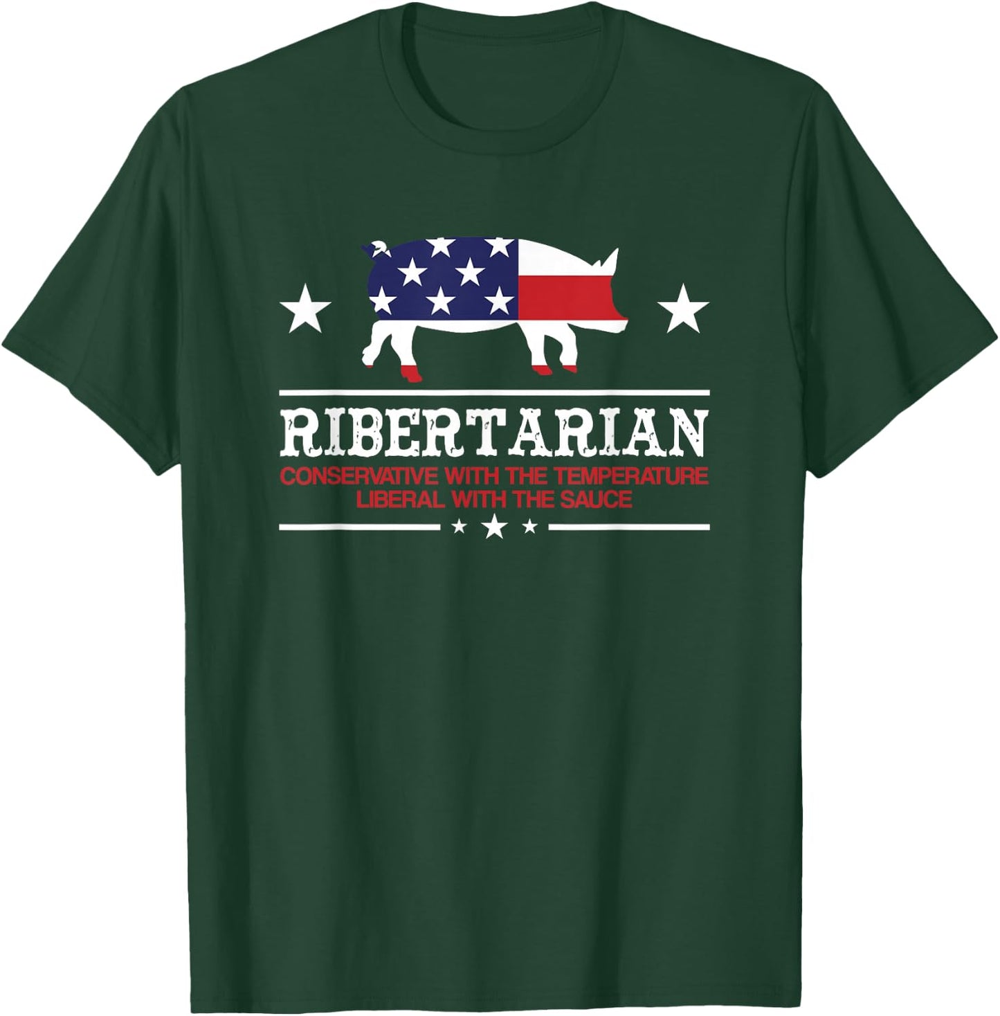 Ribertarian Ribs Pig Patriot Grilling Smoker Grill Funny BBQ T-Shirt - T-Shirt | Forest