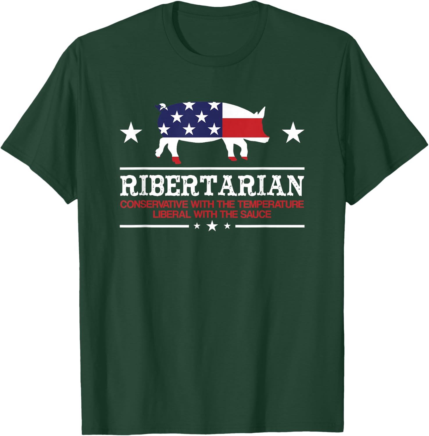 Ribertarian Ribs Pig Patriot Grilling Smoker Grill Funny BBQ T-Shirt - T-Shirt | Forest