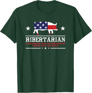 Ribertarian Ribs Pig Patriot Grilling Smoker Grill Funny BBQ T-Shirt - T-Shirt | Forest