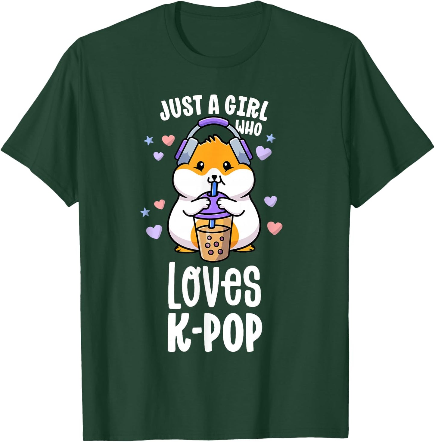 K Pop Gifts For Teens Girl Kawaii KPop Hamster Bubble Tea T-Shirt - T-Shirt | Forest