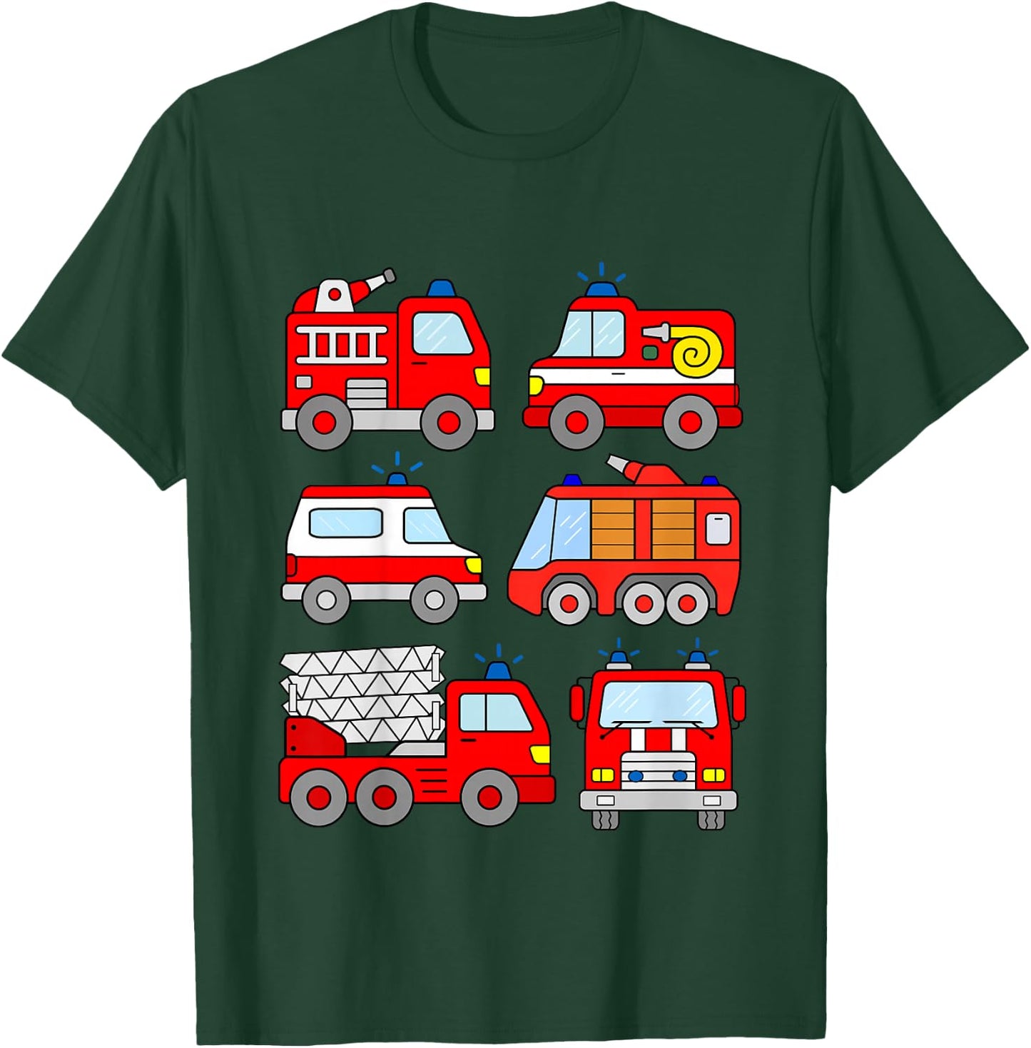 Fire Truck Boys Toddlers Emergency Vehicle T-Shirt - T-Shirt | Forest