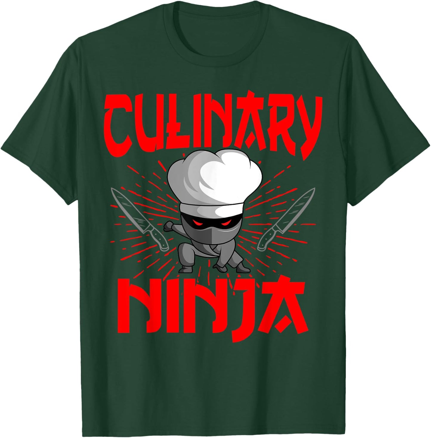 Chef Ninja Cook Kitchen Knife Hat Culinary Sous-Chef Cuisine T-Shirt - T-Shirt | Forest