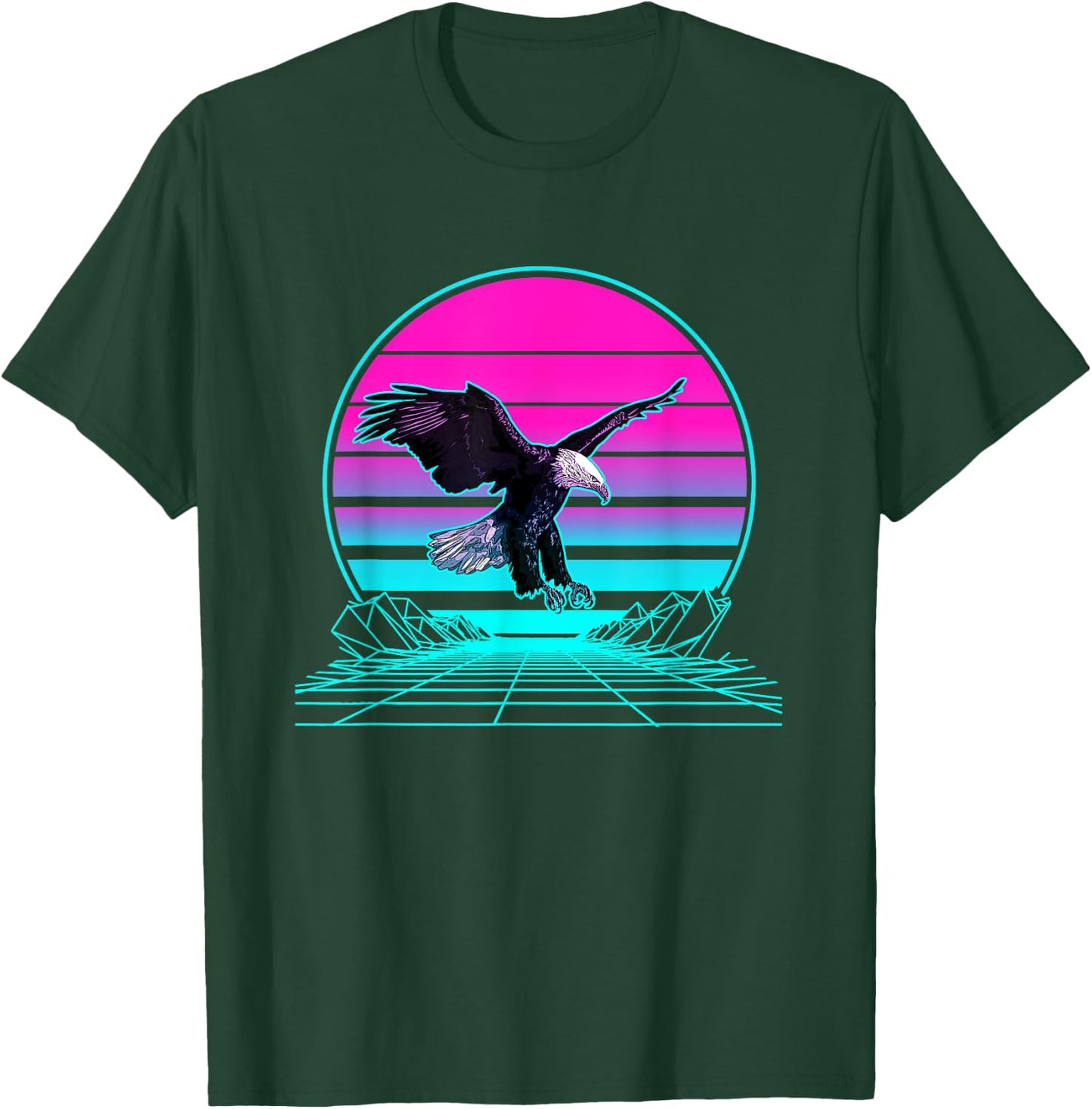 Vintage Retro Sunset Bald Eagle T-Shirt - T-Shirt | Forest