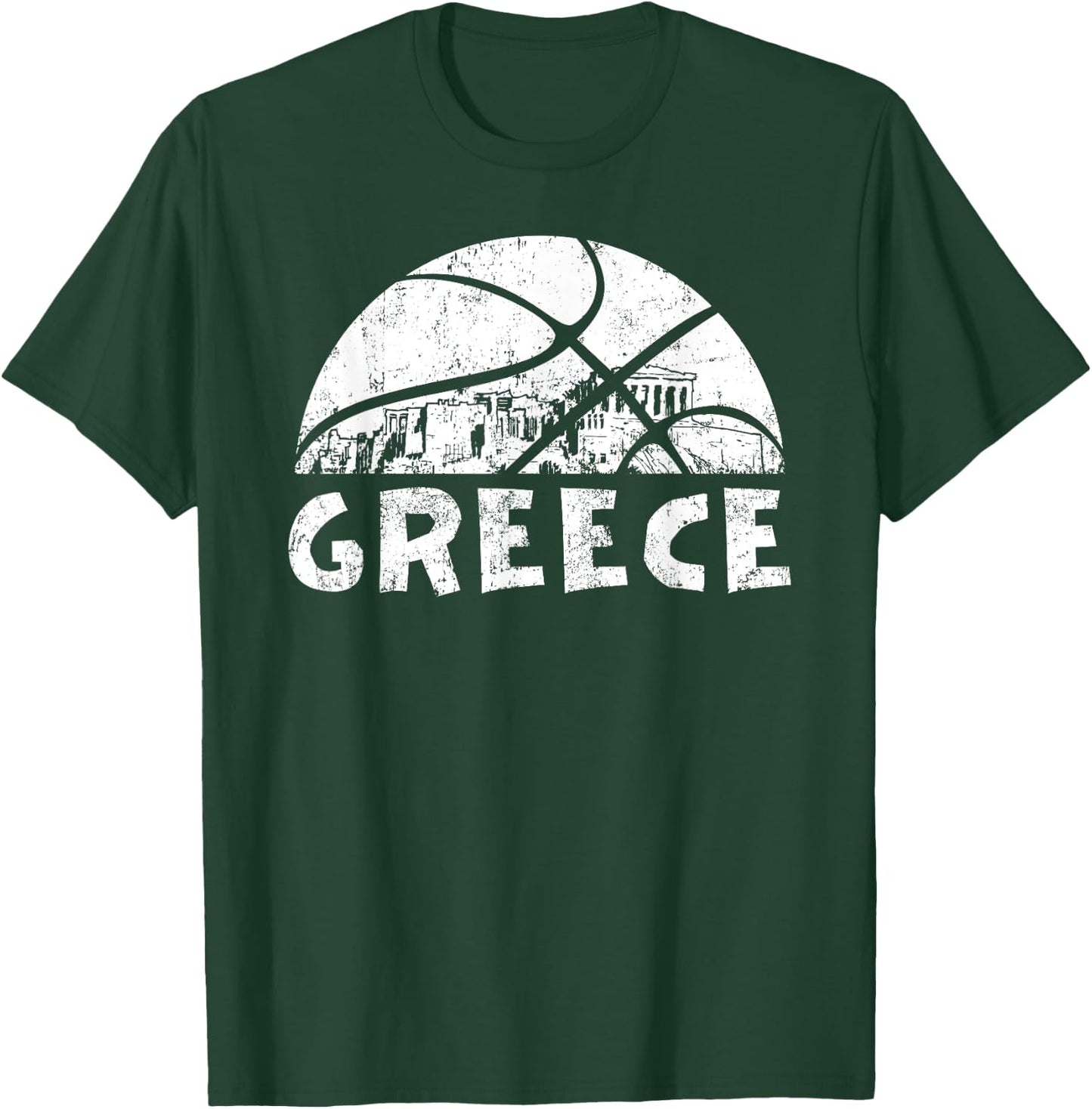 Greece Basketball Vintage Distressed T-Shirt - T-Shirt | Forest