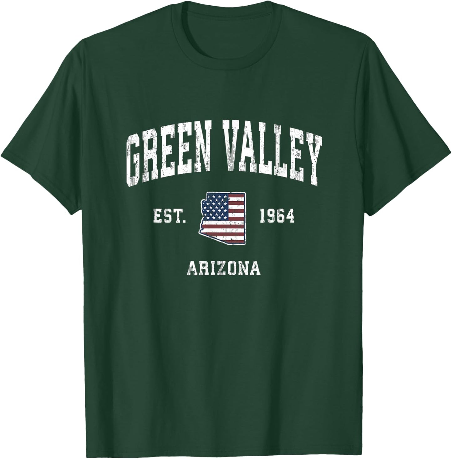 Green Valley Arizona AZ Vintage American Flag Sports Design T-Shirt - T-Shirt | Forest