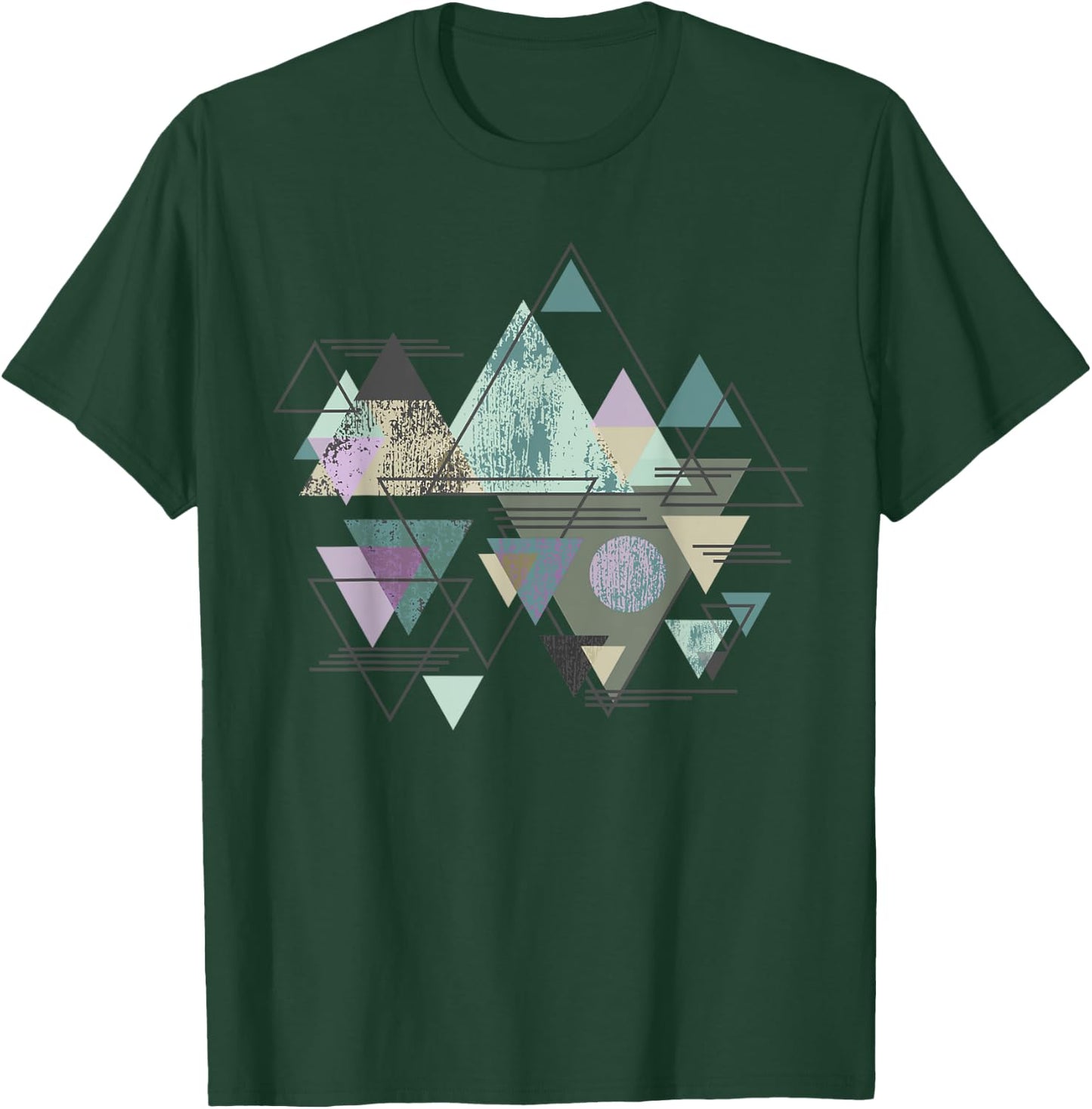Funny Geometric Mountain Abstract Geometry Outdoor Gifts T-Shirt - T-Shirt | Forest