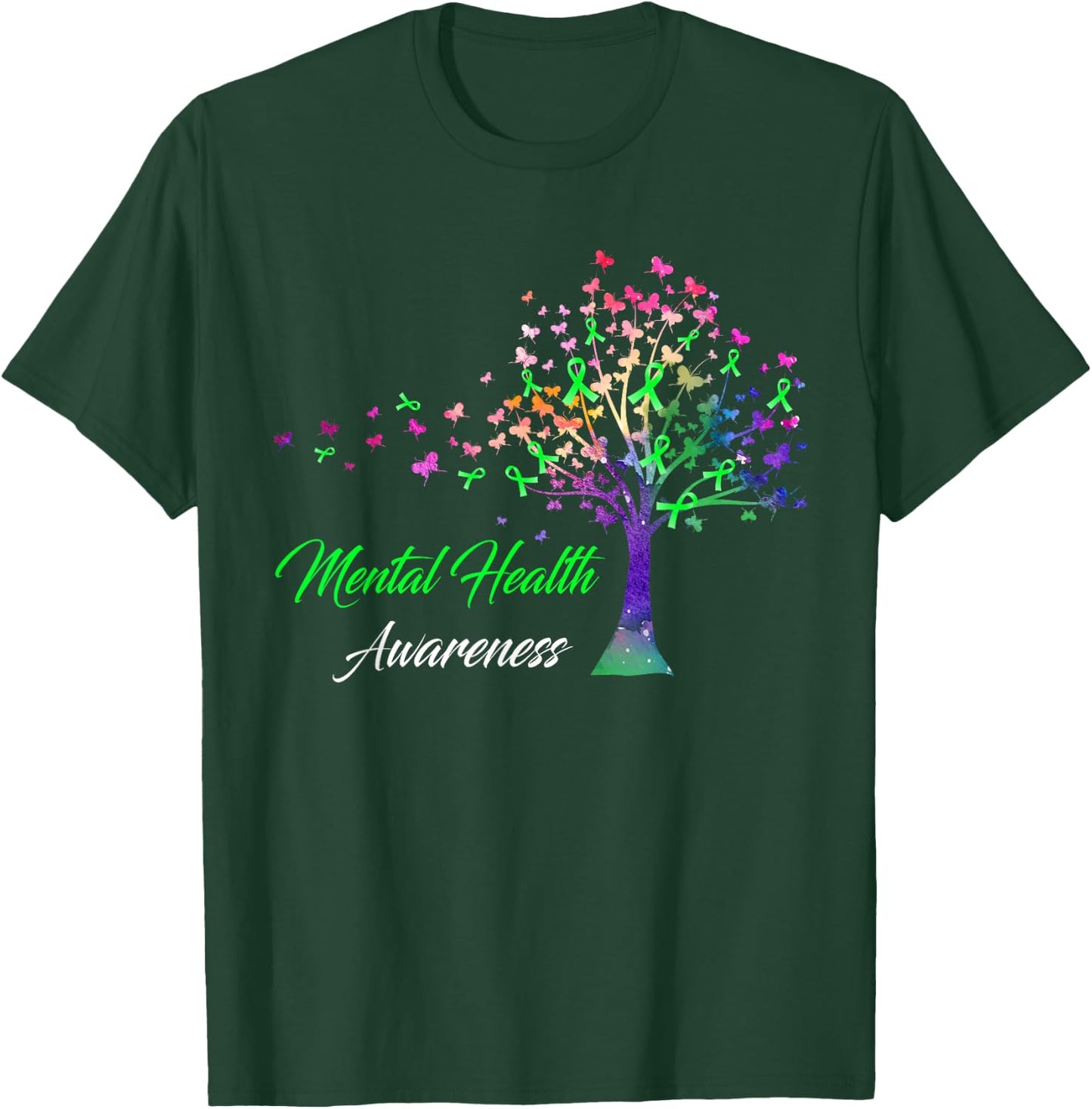 Tree Ribbon Mental Health Awareness T-Shirt - T-Shirt | Forest