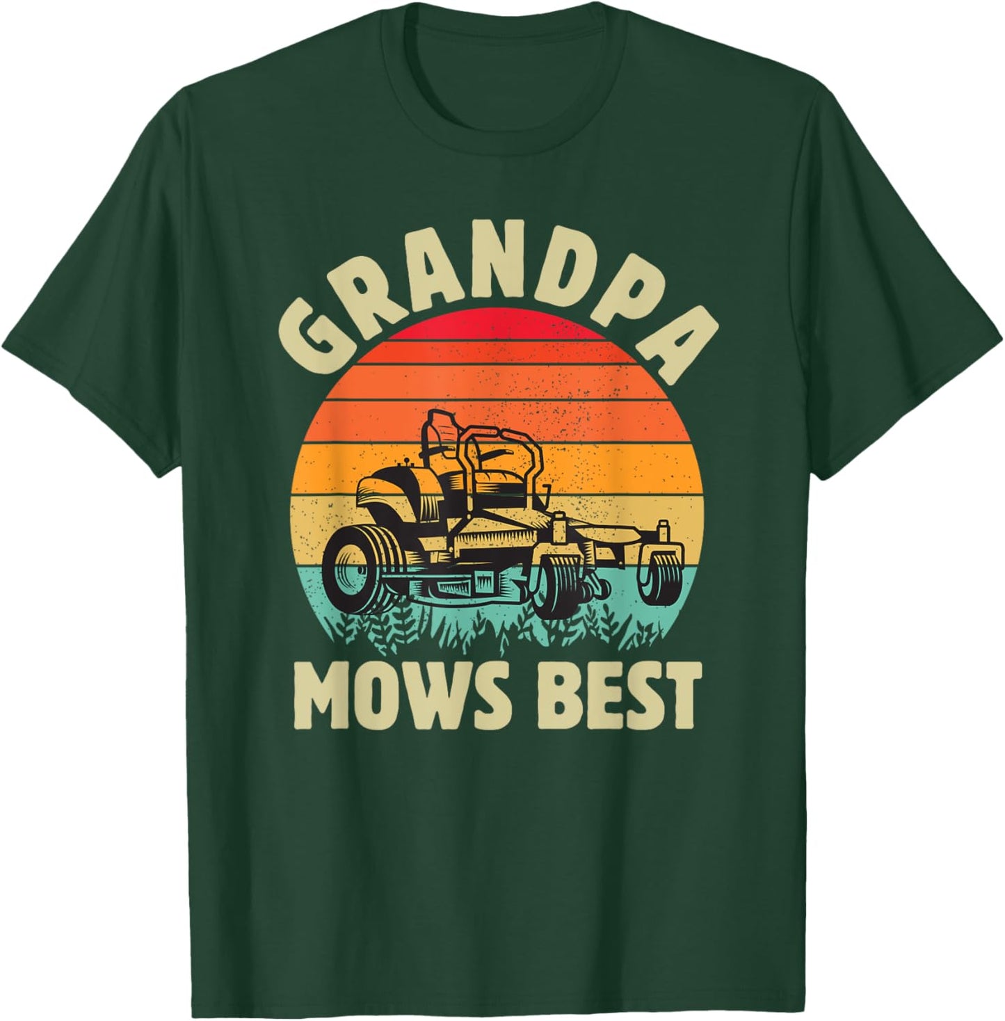 Funny Grandpa Mows Best Lawn Mowing Gardening Fathers Day T-Shirt - T-Shirt | Forest