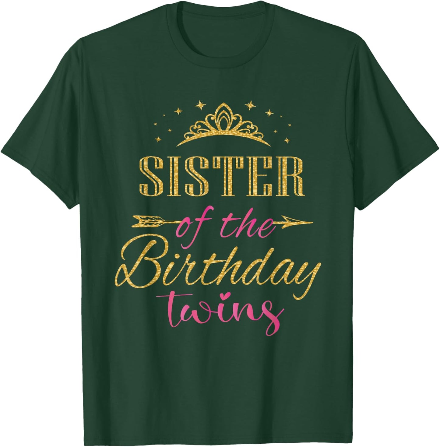 Sister of The Birthday Twins Kids Party T-Shirt - T-Shirt | Forest