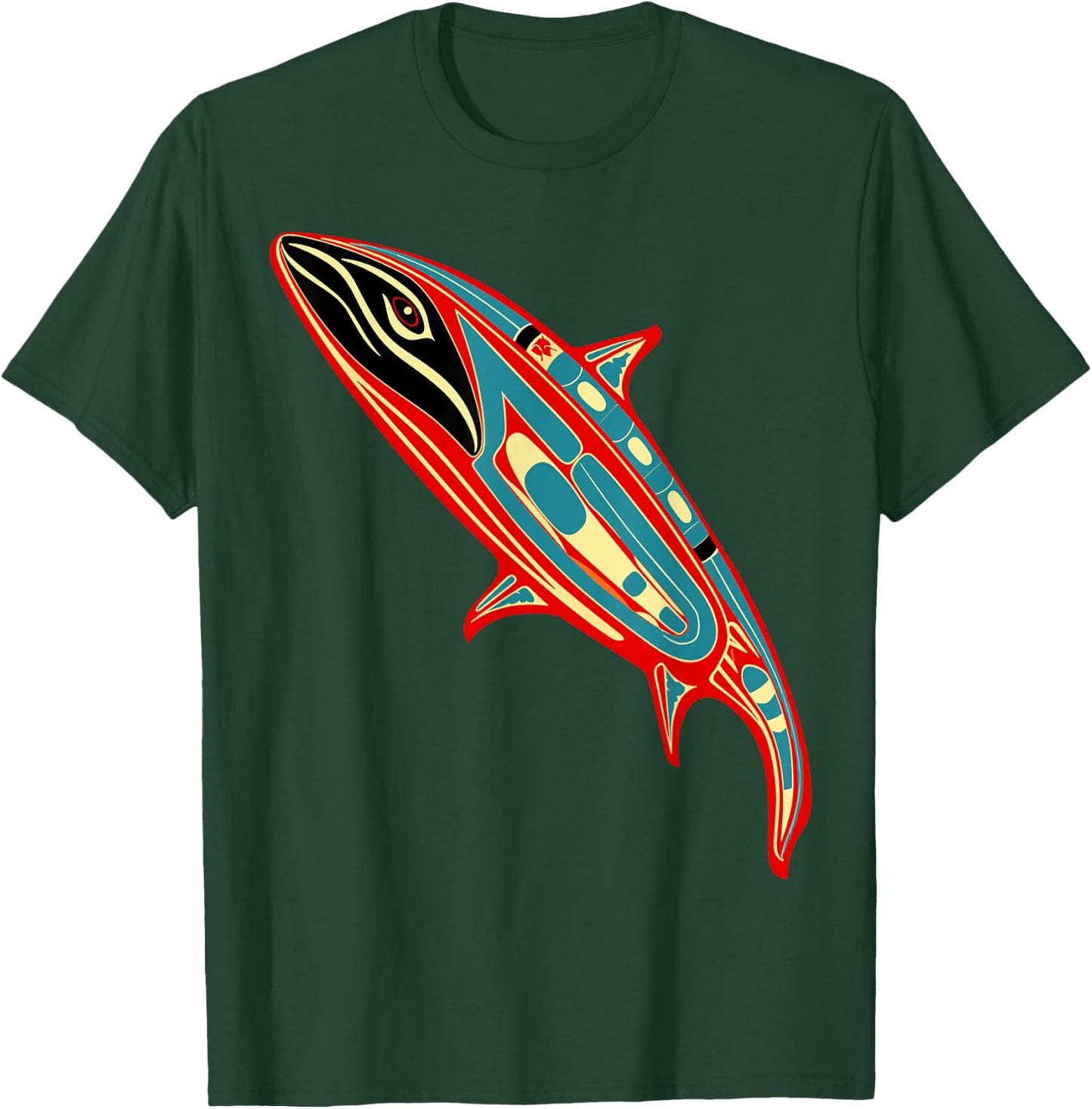 Orca in Salish Coast Weaving Design Style T-Shirt - T-Shirt | Forest