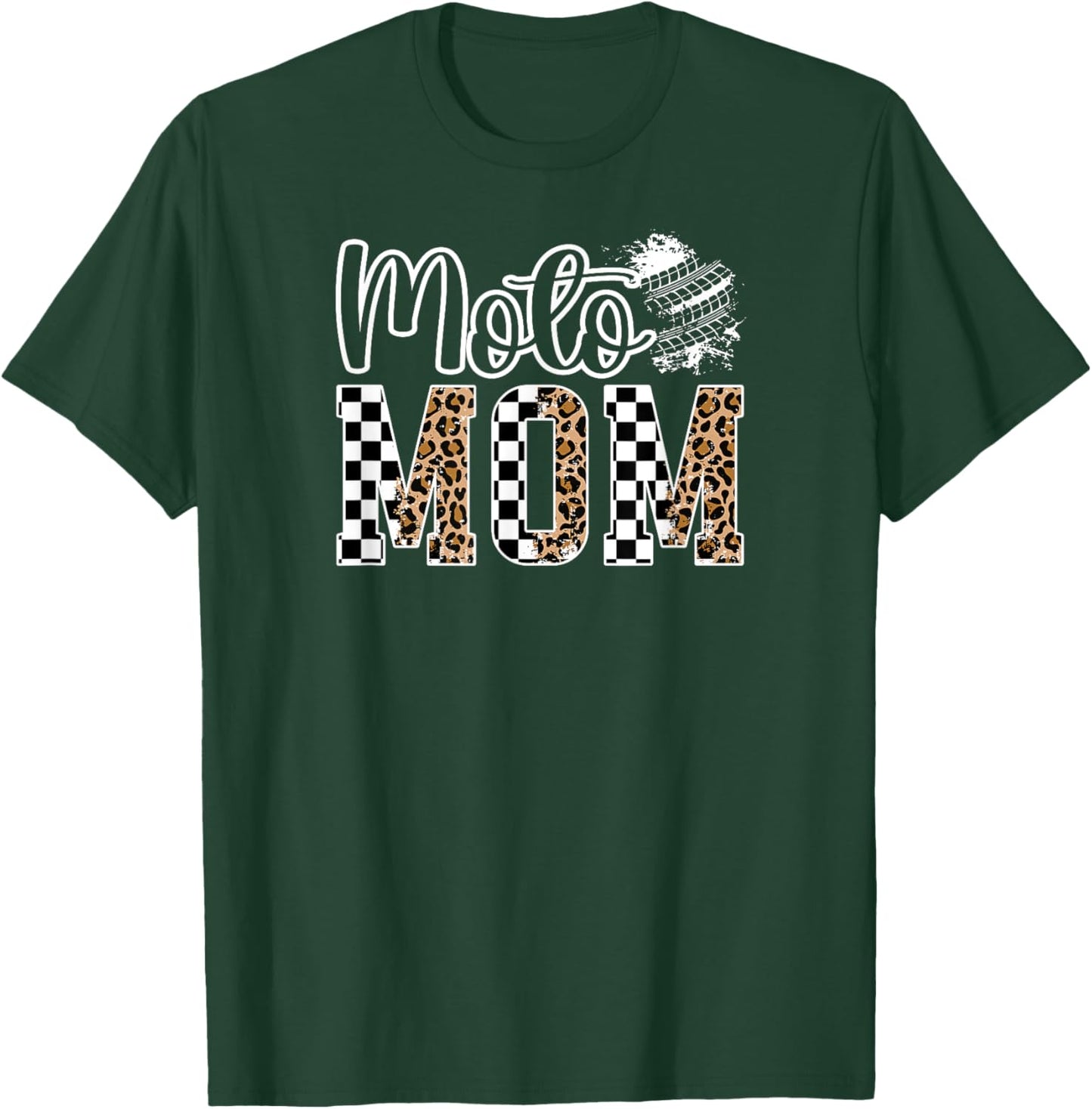 Moto Mom Leopard Motocross Mom Of A Motocross Rider Mama T-Shirt - T-Shirt | Forest