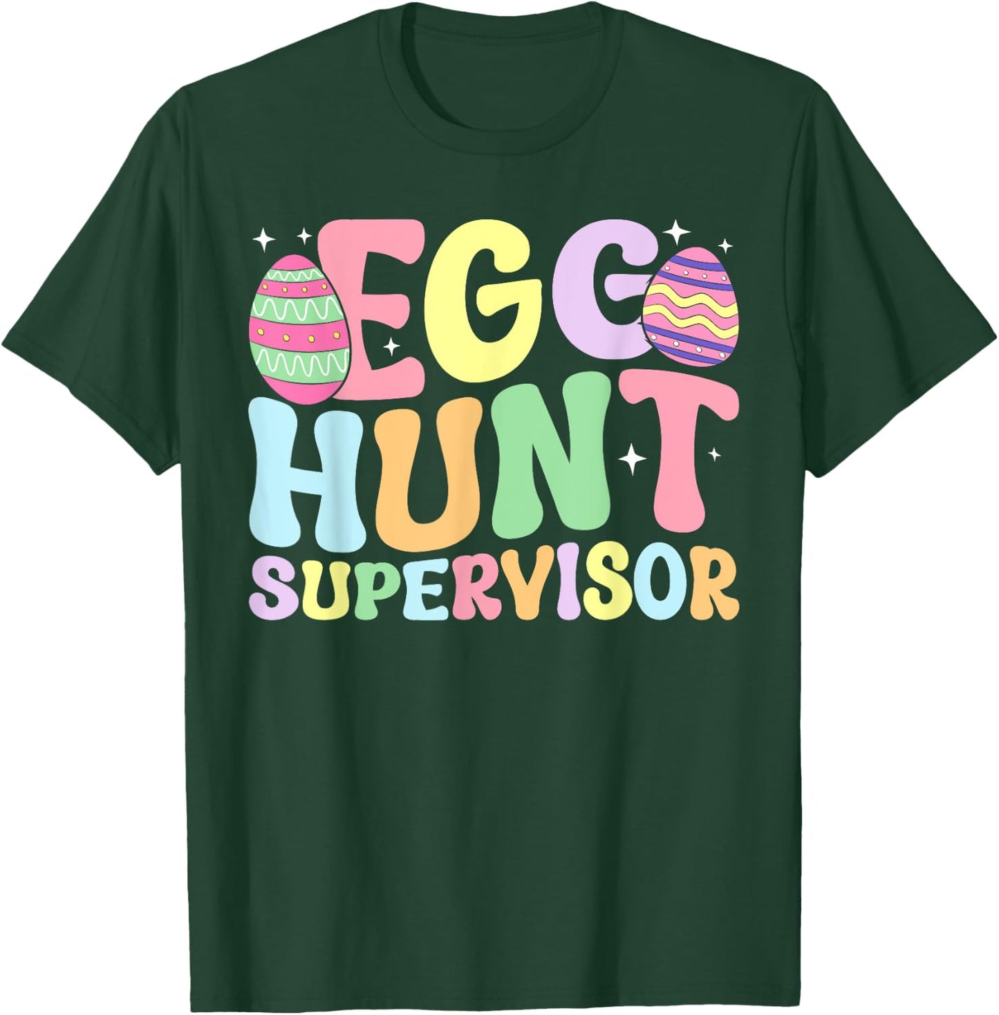 Egg Hunt Supervisor Retro Egg Hunting Party Mom Dad Easter T-Shirt - T-Shirt | Forest