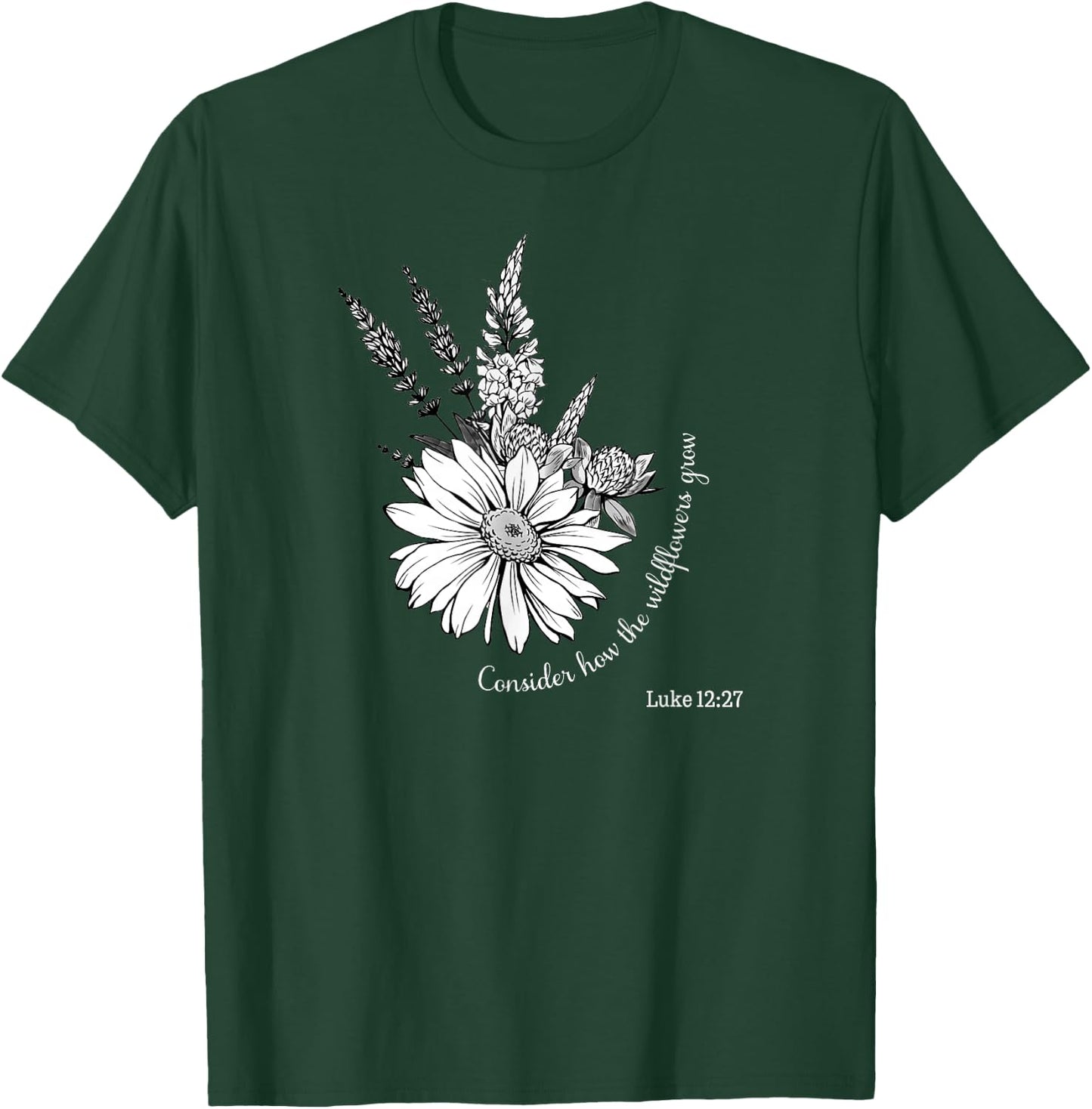 Women's Christian Botanical Flower Scripture T-Shirt - T-Shirt | Forest